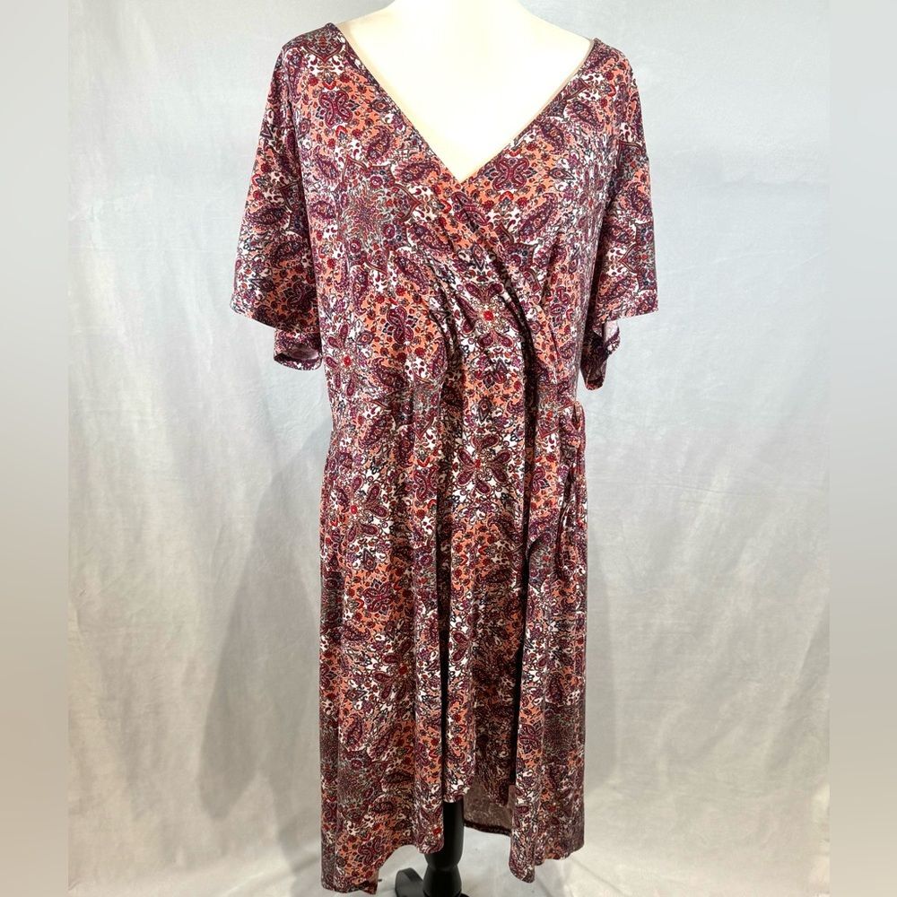 Bobbie Brooks super soft pink and white paisley print faux wrap dress size 3X